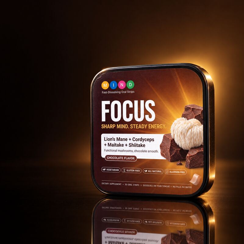 Mushroom Focus: studio photo of the tin