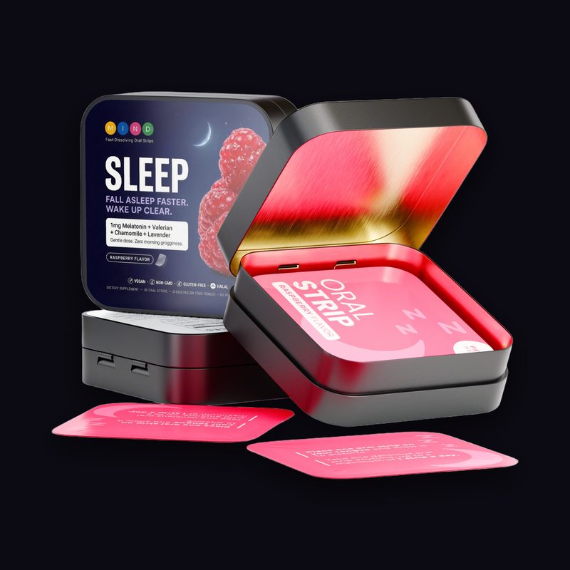 Sleep: open tin, individually wrapped strips inside