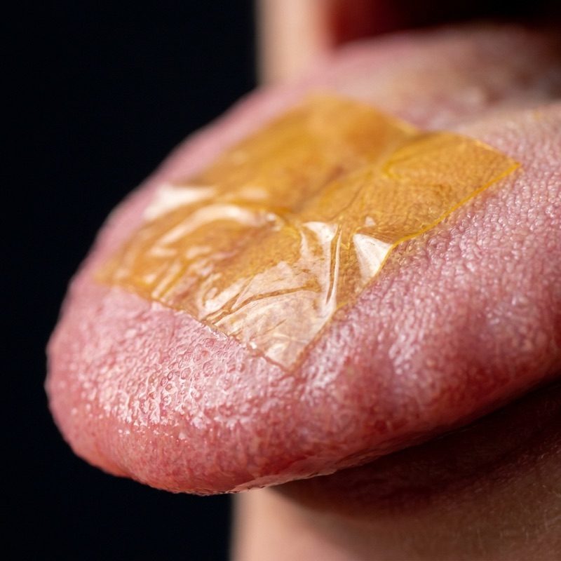 Beauty + Collagen Strips dissolving on the tongue