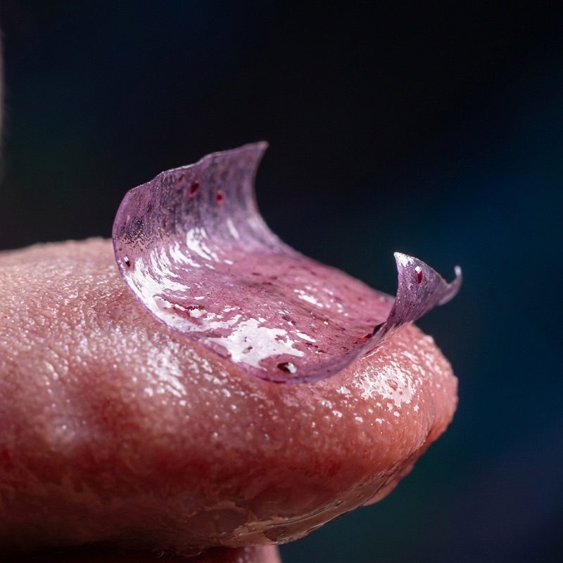 Digestive + Gut Health Strips dissolving on the tongue